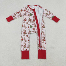 Load image into Gallery viewer, Baby Girls Holly Boots Christmas Zipper Footie Rompers
