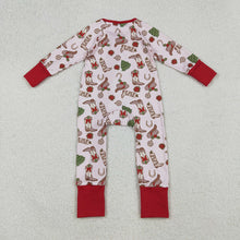 Load image into Gallery viewer, Baby Girls Holly Boots Christmas Zipper Footie Rompers
