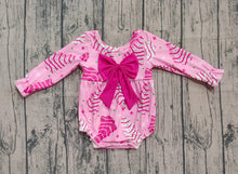 Load image into Gallery viewer, Baby Girls Pink Stripe Trees Stars Bow Top Christmas Ruffle Rompers
