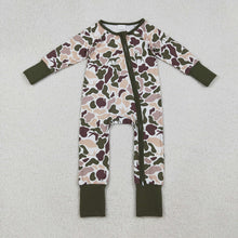 Load image into Gallery viewer, Sibling Baby Boys Ducks Hunting Season Camo Southern Zipper Footie Rompers
