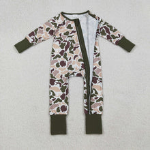 Load image into Gallery viewer, Baby Boys Deer Ducks Dogs Camo Southern Zipper Footie Rompers
