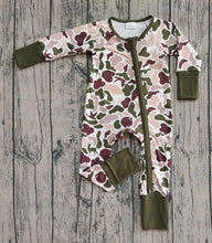 Load image into Gallery viewer, Baby Boys Deer Ducks Dogs Camo Southern Zipper Footie Rompers

