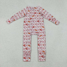 Load image into Gallery viewer, Baby Girls Pink Bows Thanksgiving Cake Fall Zipper Footie Rompers
