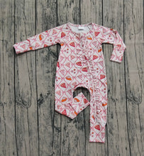 Load image into Gallery viewer, Baby Girls Pink Bows Thanksgiving Cake Fall Zipper Footie Rompers
