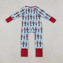 Load image into Gallery viewer, Baby Boys Christmas Soldiers Zipper Footie Rompers

