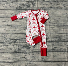 Load image into Gallery viewer, Baby Girls Red Bows Soldiers Checked Christmas Zipper Footie Rompers
