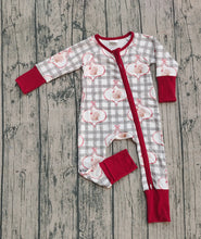Load image into Gallery viewer, Baby Boys Turkey Checked Thanksgiving Zipper Footie Rompers
