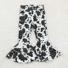 Load image into Gallery viewer, Sibling Baby Girls Colorful Cow Print Leopard Bell Bottom Denim Jeans Pants
