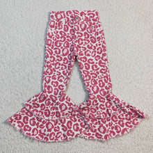 Load image into Gallery viewer, Sibling Baby Girls Colorful Cow Print Leopard Bell Bottom Denim Jeans Pants
