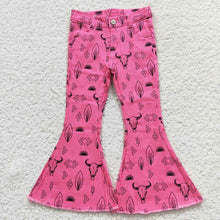 Load image into Gallery viewer, Sibling Baby Girls Western Bell Bottom Denim Jeans Pants
