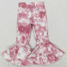 Load image into Gallery viewer, Sibling Baby Girls Colorful Cow Print Leopard Bell Bottom Denim Jeans Pants
