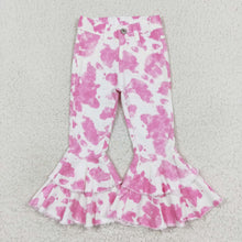 Load image into Gallery viewer, Sibling Baby Girls Colorful Cow Print Leopard Bell Bottom Denim Jeans Pants
