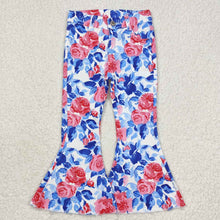 Load image into Gallery viewer, Sibling Baby Girls Floral Strawberry Bell Bottom Denim Jeans Pants
