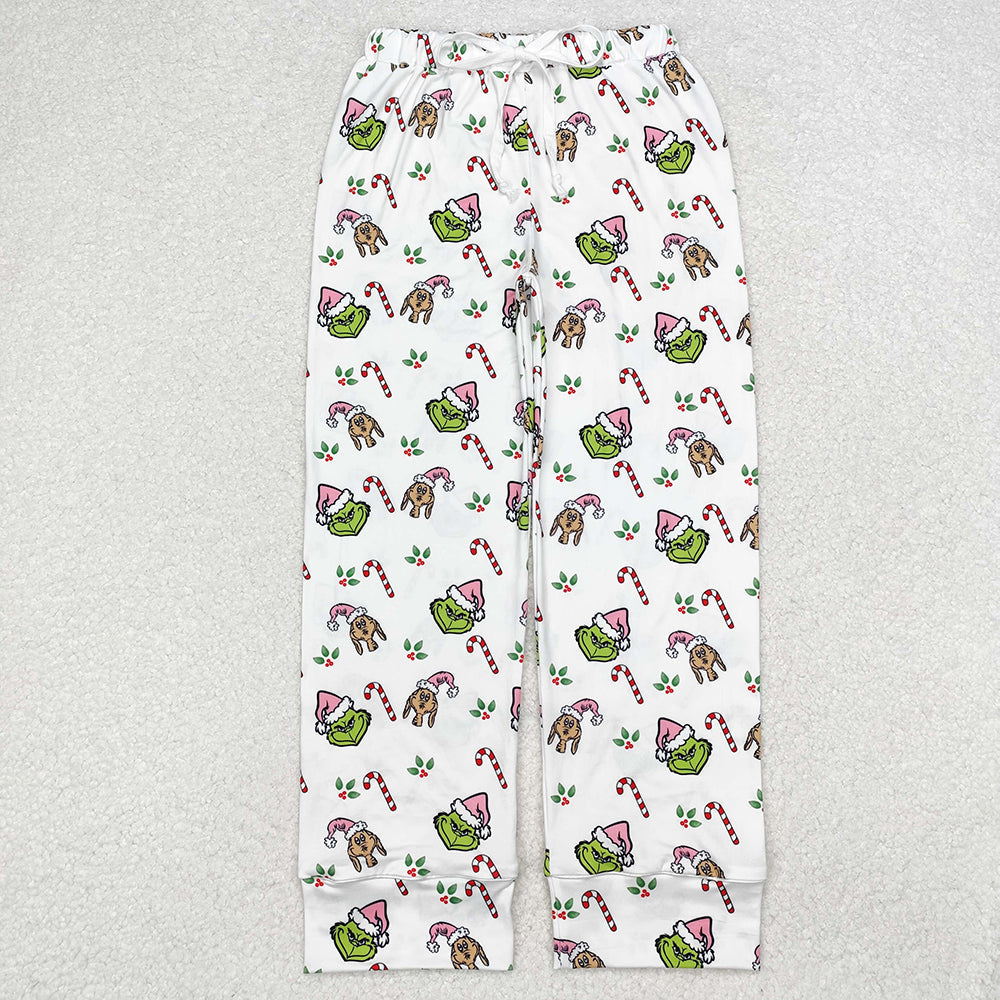 Adult Women Christmas Green Face Bottom Pants Pajamas