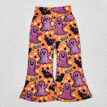 Load image into Gallery viewer, Baby Girls Halloween Purple Ghost Bell Bottom Pants
