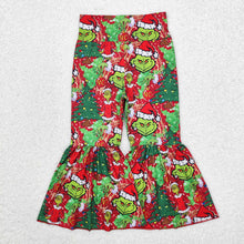 Load image into Gallery viewer, Baby Girls Christmas Green Frog Red Bell Bottom Pants
