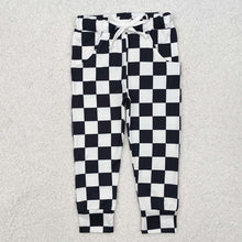 Load image into Gallery viewer, Baby Girls Black Checkered Jogger Pocket Pants
