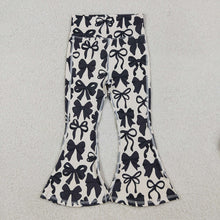 Load image into Gallery viewer, Baby Girls Black Bows Bell Bottom Yoga Pants
