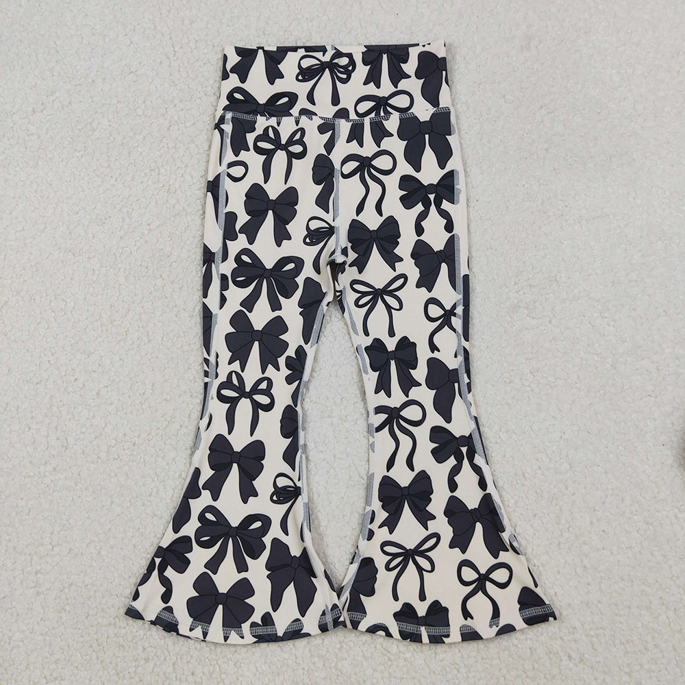 Baby Girls Black Bows Bell Bottom Yoga Pants