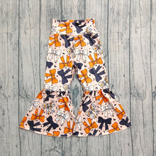 Load image into Gallery viewer, Baby Girls Halloween Orange Black Bows Bell Bottom Pants
