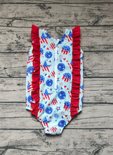 Load image into Gallery viewer, Baby Girls 4th Of July Smile Stars Ruffle One Piece Swimsuits
