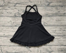 Load image into Gallery viewer, Baby Girls Black Knit Knee Length Active Wear Dresses
