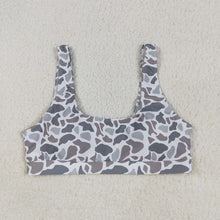 Load image into Gallery viewer, Adult Women Light Grey Camo Bra Swim Top
