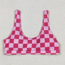 Load image into Gallery viewer, Adult Women Pink Checkered Bra Swim Top
