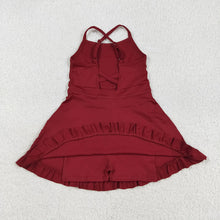 Load image into Gallery viewer, Baby Girls Dark Red Strap Shorts Yoga Knee Length Athletic Dresses
