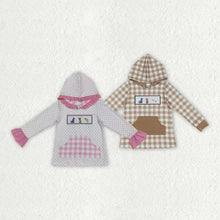 Load image into Gallery viewer, Sibling Embroidery Dogs Deer Fish Kids Hunting Pocket Hoodies Tops
