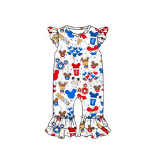 Load image into Gallery viewer, Baby girls castle 4th of July rompers
