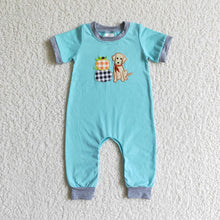 Load image into Gallery viewer, Sibling Baby Boys Dog Pumpkins Embroidery Rompers Outfits Sets
