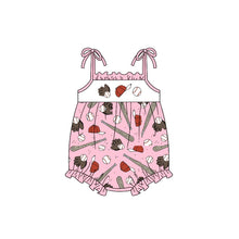 Load image into Gallery viewer, Baby Girls Baseball Straps Pink Summer Spring Rompers
