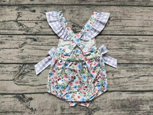 Load image into Gallery viewer, Baby Girls Blue Floral Daddy&#39;s Girl Bows Rompers
