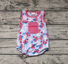 Load image into Gallery viewer, Baby Boys Baseball Flags 4th Of July Summer Rompers

