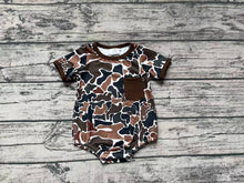 Load image into Gallery viewer, Baby Boys Summer Brown Camo Pocket Rompers
