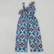 Load image into Gallery viewer, Baby Girls Western Turquoise Aztec Straps Jumpsuits
