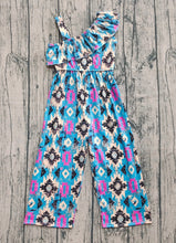 Load image into Gallery viewer, Baby Girls Western Turquoise Aztec Straps Jumpsuits
