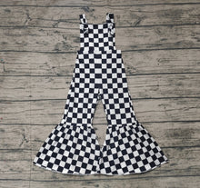 Load image into Gallery viewer, Baby Girls Black Checkered Straps Jumpsuits
