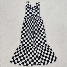 Load image into Gallery viewer, Baby Girls Black Checkered Straps Jumpsuits
