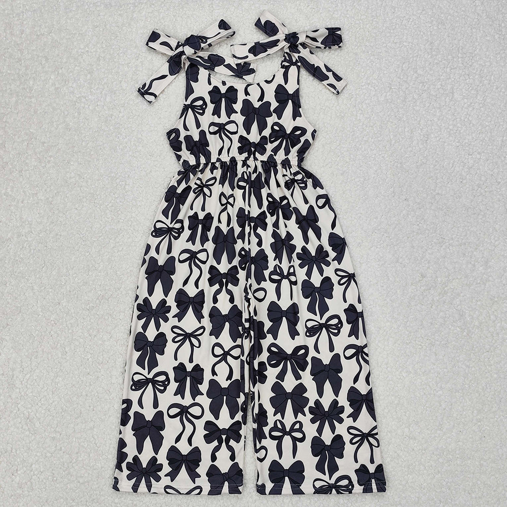 Baby Girls Black Cute Bows Straps Pants Jumpsuits