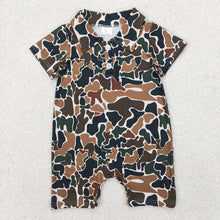 Load image into Gallery viewer, 5 Colors Sibling Baby Infant Boys Short Sleeves Camouflage Button Rompers
