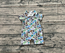 Load image into Gallery viewer, Baby Infant Boys Short Sleeves Blue Camo Button Rompers
