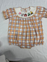 Load image into Gallery viewer, Baby Infant Girls Fall Plaid Cows Farm Smocked Rompers
