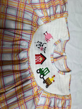 Load image into Gallery viewer, Baby Infant Girls Fall Plaid Cows Farm Smocked Rompers
