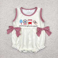 Load image into Gallery viewer, Sibling Baby Kids Ice Cream Store Top Red Plaid Pockets Shorts Sets Rompers
