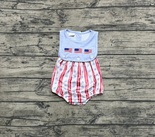 Load image into Gallery viewer, Baby Boys Sleeveless Flags Red Stripe Stars 4th Of July Rompers
