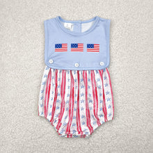 Load image into Gallery viewer, Baby Boys Sleeveless Flags Red Stripe Stars 4th Of July Rompers
