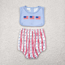 Load image into Gallery viewer, Baby Boys Sleeveless Flags Red Stripe Stars 4th Of July Rompers
