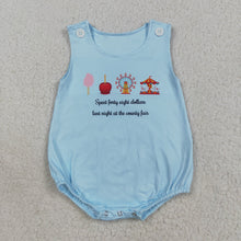 Load image into Gallery viewer, Baby Boys Blue Sleeveless Park Rompers
